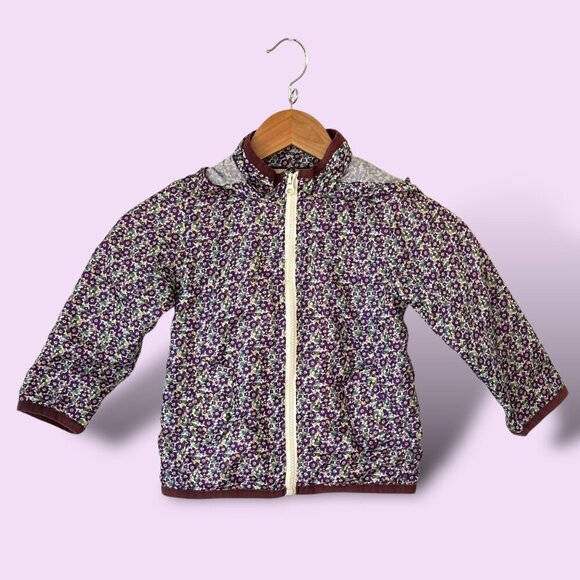 Global Work Kids Packable Windbreaker Purple‎ Ditzy Floral Toddler Small EUC - Picture 1 of 8